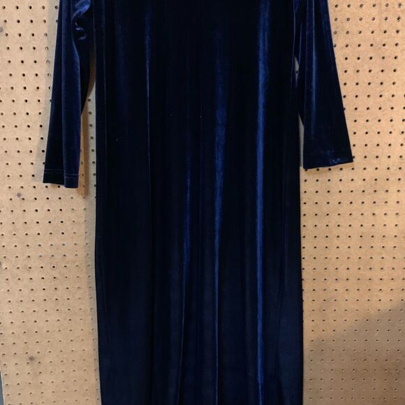 Velvet Blue Maxi Dress Goth Whimsygoth Fairy Dark Romantic Long Sleeves Large - Picture 2 of 7